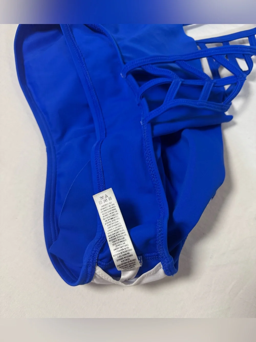 PINK Victoria's Secret Royal Blue Bikini‎ swim Top ruffle small